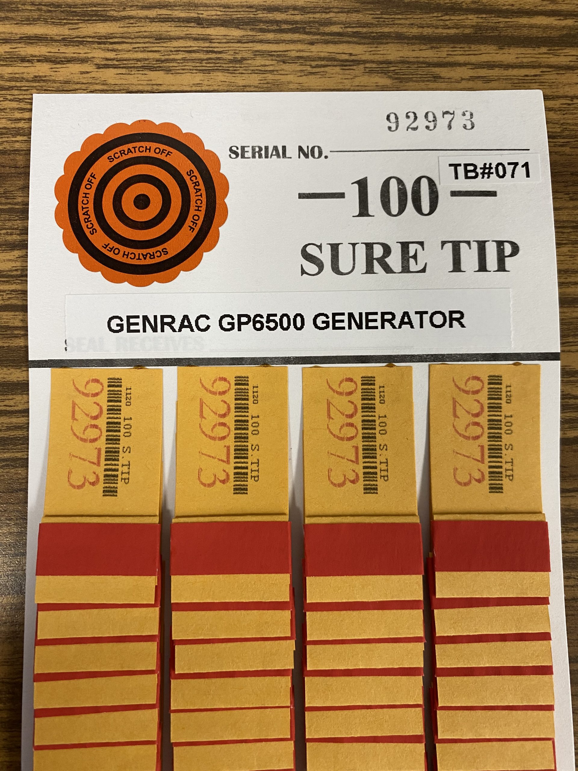 RAFFLE #071-92973 GENERAC GP6500 GENERATOR 6500 Running Watts OR $750.00 CASH (YOUR CHOICE) (100 chances @ $12.00ea.) - Image 3