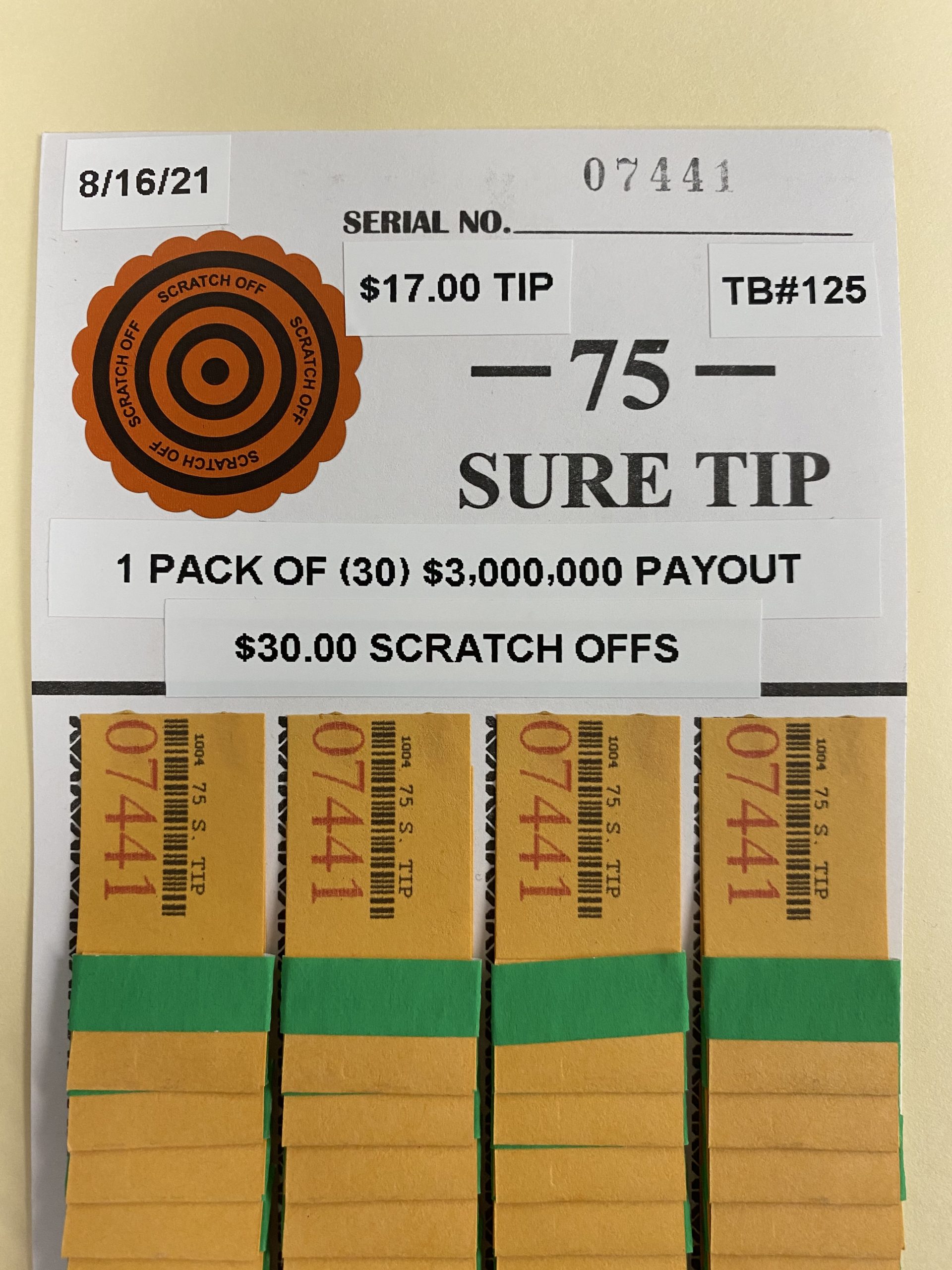 RAFFLE #125-07441 1 Pack of (30) $3,000,000 PAYOUT $30.00 Scratch Offs - (75 chances @ $17.00 ea.) - Image 2