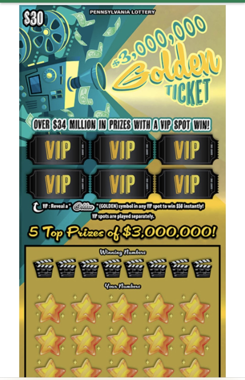 #612-62140 (1 Pack of 30) - $30.00 SCRATCH OFFS - $3,000,000 GOLDEN TICKET (100 chances @ $12.50 ea.)