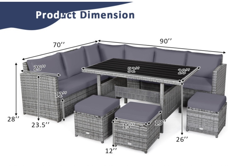 #664-08162 LAST 15 REMAINING CHANCES ON TB#631 FOR THE COSTWAY 7 PCS. PATIO RATTAN DINING SET (36 chances @ $6.00 ea.) - Image 3