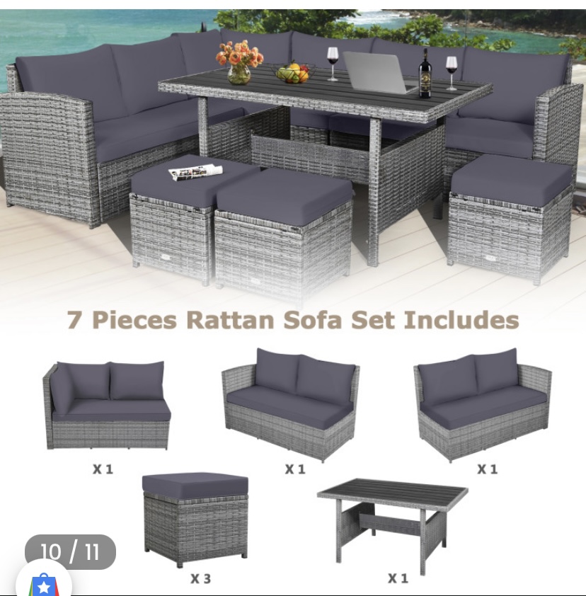 #664-08162 LAST 15 REMAINING CHANCES ON TB#631 FOR THE COSTWAY 7 PCS. PATIO RATTAN DINING SET (36 chances @ $6.00 ea.) - Image 5