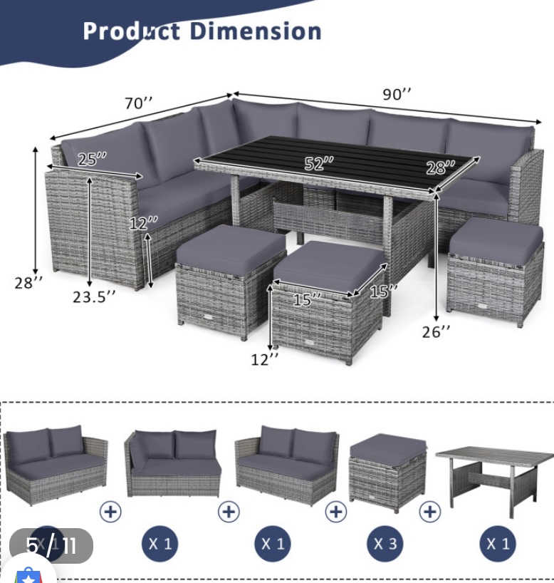 #664-08162 LAST 15 REMAINING CHANCES ON TB#631 FOR THE COSTWAY 7 PCS. PATIO RATTAN DINING SET (36 chances @ $6.00 ea.) - Image 4